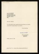Copy of letter of Heinz Zemanek appointing Jack Merner as a member of IFIP Working Group 2.1 on Algol