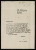 Copy of letter sent by Willem van der Poel to Dr. F. L. Bauer